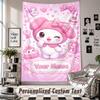 Custom Tapestry Wall Hanging, My Melody Personalized Name Text Home Wall Decor