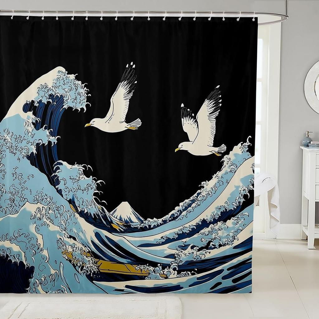 Koi Fish Shower Curtain Japanese Style Bath Curtain Boys Girls Ocean Marine Lotus Leaf Bathroom Shower Curtain Set Waterproof
