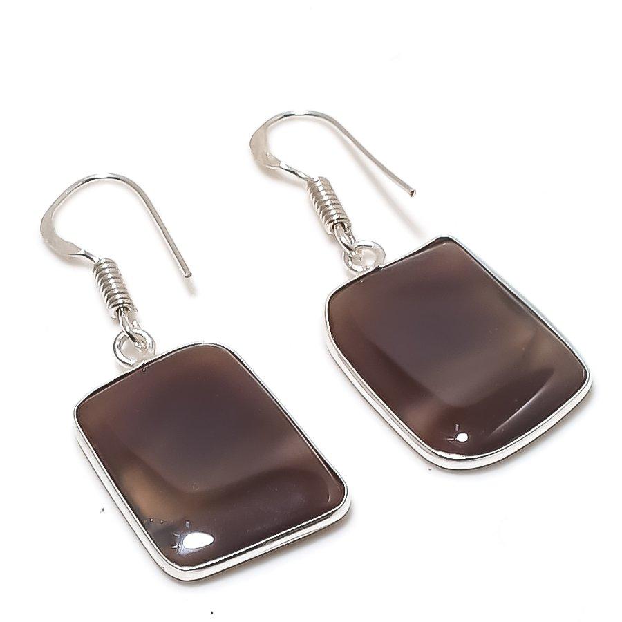 Natural Botswana Agate Gemstone 925 Sterling Silver Jewelry Earring 1.65" AE-12455