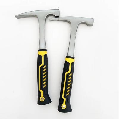 High Carbon Steel Geological Hammer Non-Slip Rubber Handle Outdoor Exploration Rock Pick Hammer Heavy Duty Brushed Finish