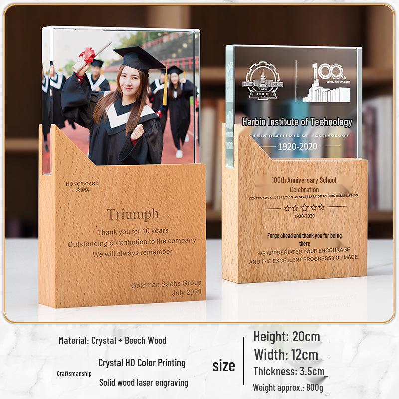Creative Crystal Trophy Souvenir for Graduation, Teacher, Classmate Reunion, or Company Annual Meeting