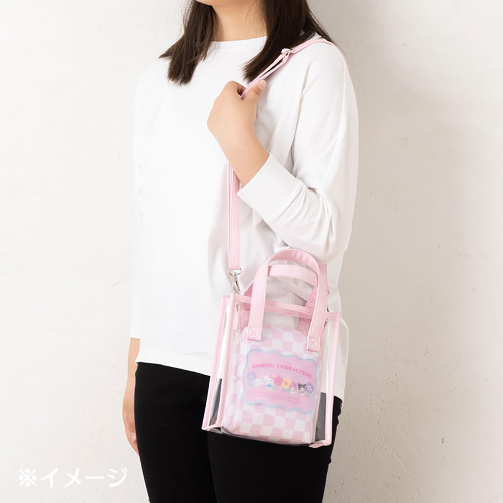 Sanrio Sanrio Characters Clear Tote Bag with Shoulder Pastel Checker 20 x 18 x 7 Character SANRIO 122912 (SANRIO) Strap, Pattern, cm, Design,