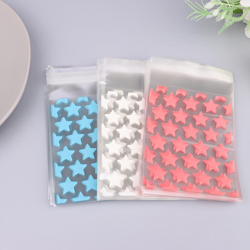 50 ks Průhledné plastové hvězdičkové šperky Samolepicí sáček Cukroví Držák na karty Skladování fotografií Dárkové balicí sáčky