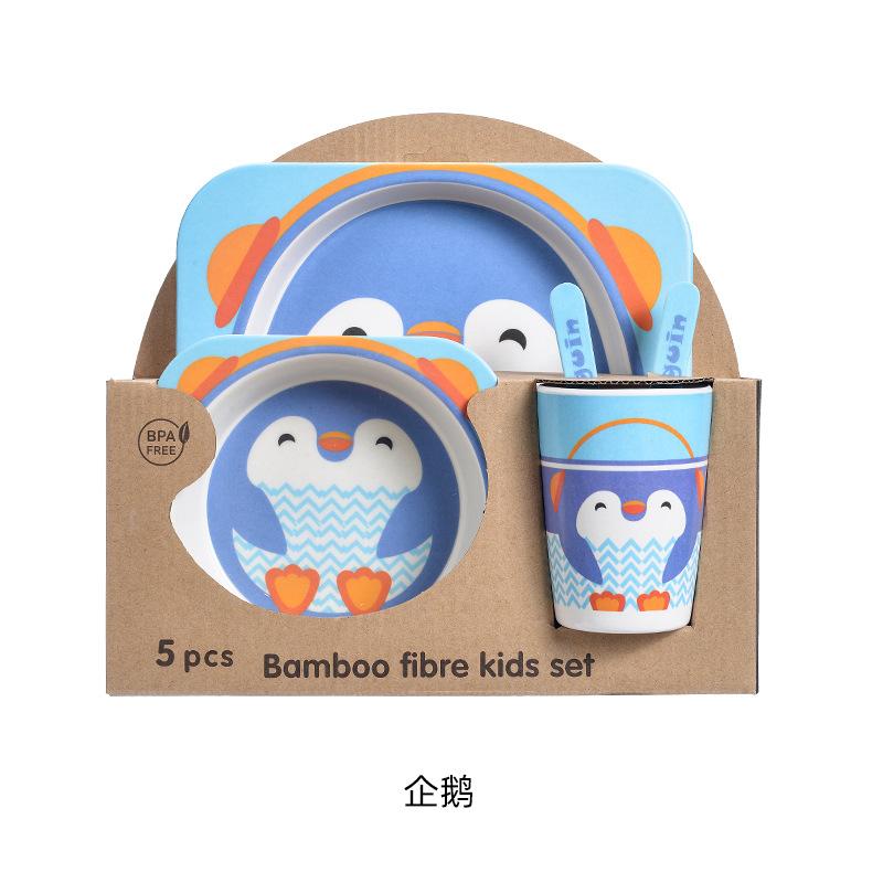 Creative Bamboo Fiber Children's Tableware 5-piece Set for Kindergarten Baby