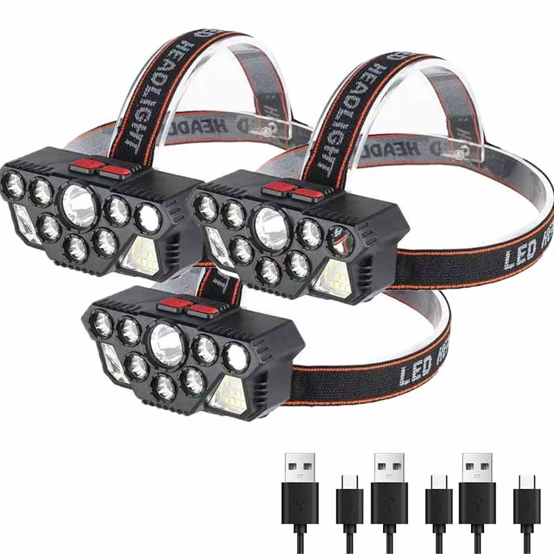 Most Powerful 8*LED+20*SMD Headlamp USB Rechargeable Headlight Emergency Waterproorf Flashlight Outdoor Hiking Fishing Lantern