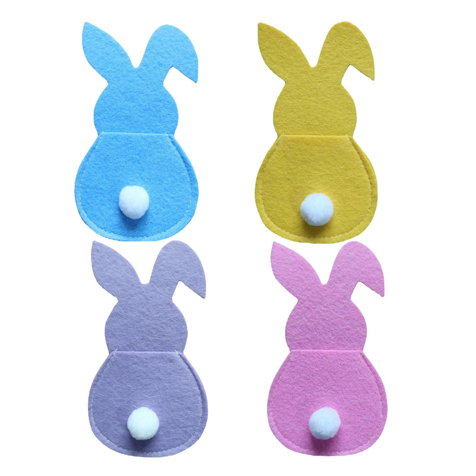 

(Отличный дом)Подставки для столовых приборов в виде пасхальных кроликов, украшение пасхального стола, праздничный шарм, мешочек для столовых приборов, рукава для столовых приборов E