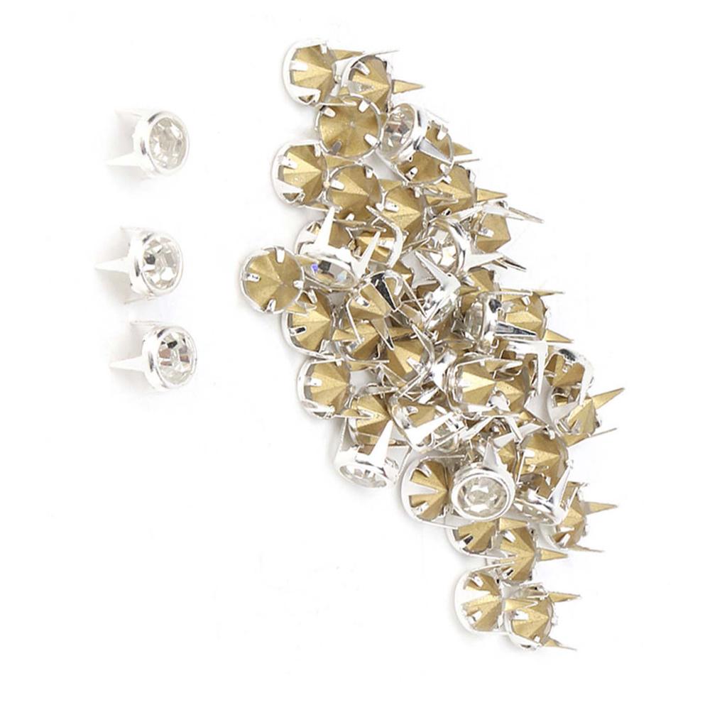 50PCS 7mm DIY Silver Round Claw A Grade Crystal Rhinestones for Crafts and Decoration