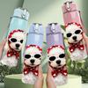 1PC Sunglasses Poodle Dog Cartoon Print 750ml Color Plastic Sports Water Bottle Leakproof Flip Straw Lid Suitable for Sports Office Home Use