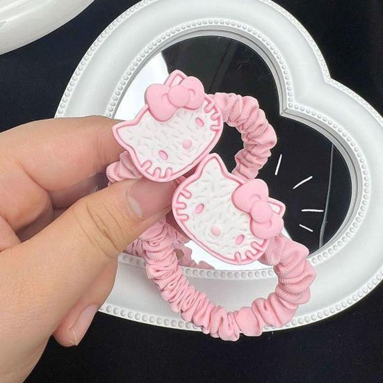 4Pcs Girl Hair Ropes Cartoon Decoration Macaron Color High Elasticity Hair Bands High Elasticity No Hair Damage Ponytail