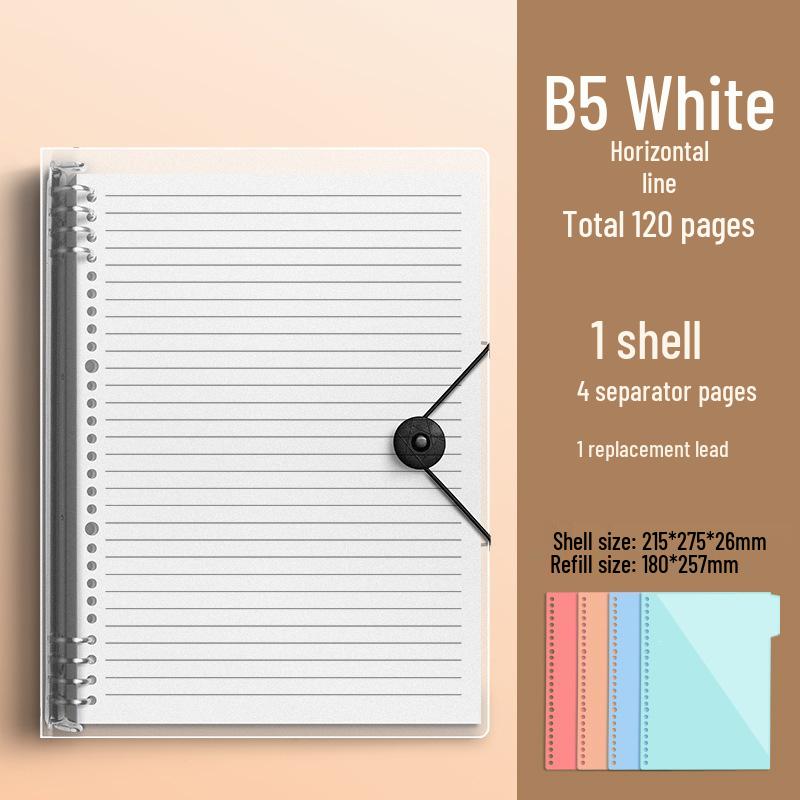 Comfortable B5 Loose-Leaf Notebook: Lined, Removable Binder, Simple Ins Style, Aesthetic Design, Ideal for Exams and High School Students.