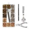 Rivetti per Pelle, 300 Set Rivetti a Cappuccio Doppio 3 Misure 3 Colori e 4 Strumenti di Fissaggio Fai da Te Artigianato in Pelle Vestiti Borse