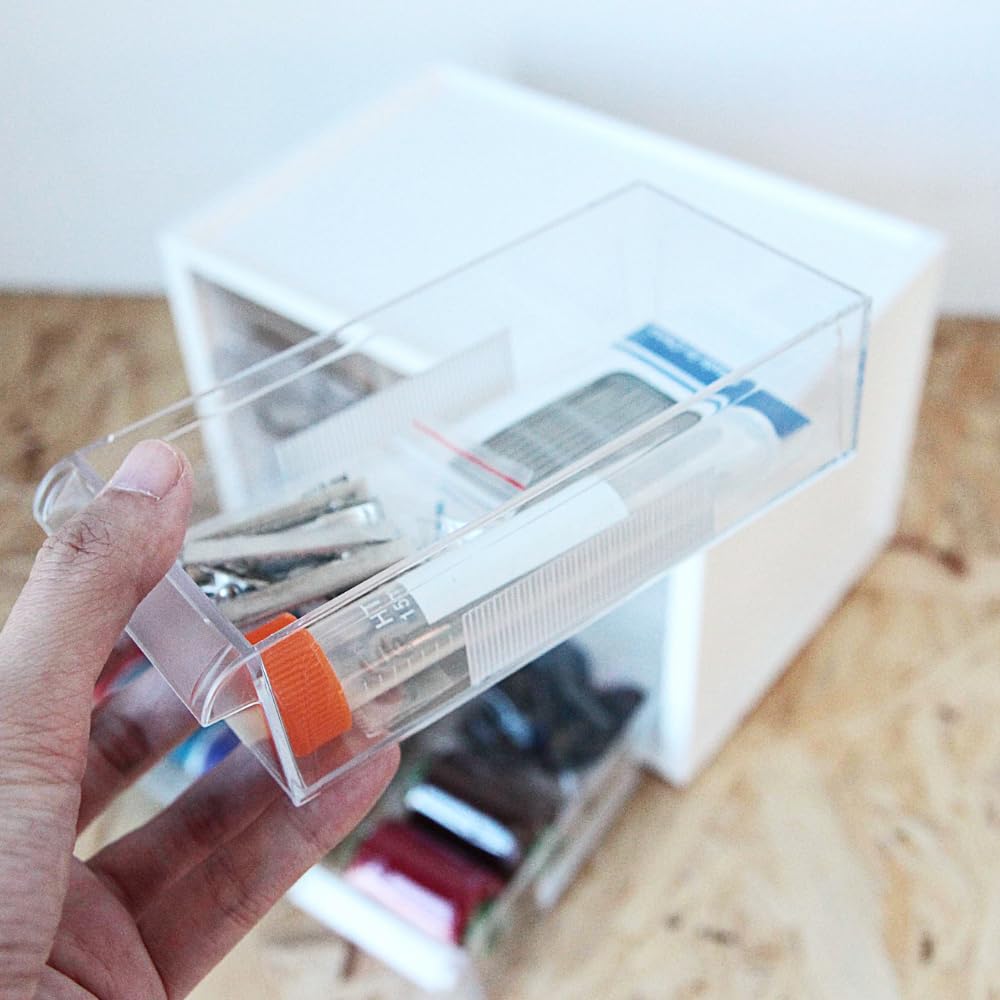 Livinbox Desktop Storage Parts for Organizing Masking Organizing Resin Craft Plastic Model Makeup Small Item White 6-Drawer Case, Cabinet, Notes,