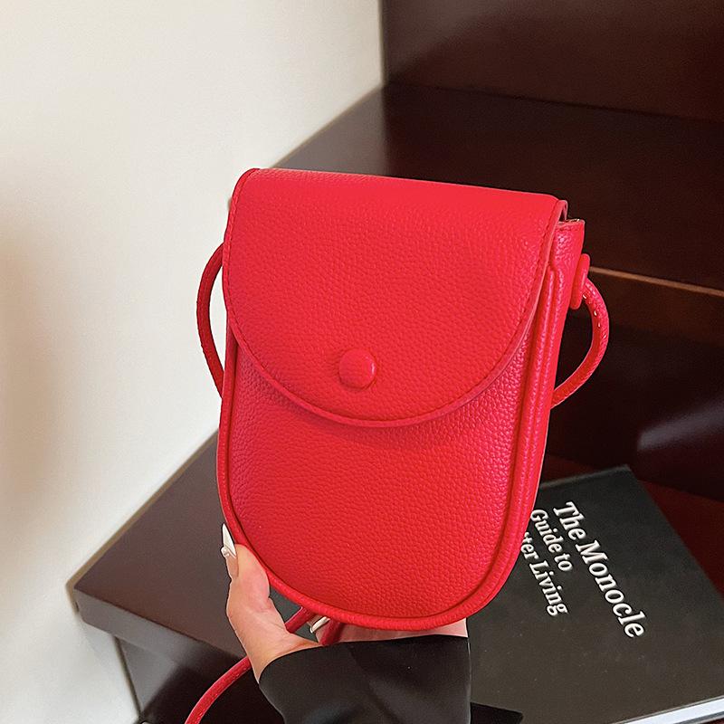 Korean Version of Solid Color Mini Messenger Bag Simple and Fashionable Shoulder Saddle Small Bag Summer Light and Versatile Mobile Phone Bag Women
