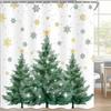 Christmas Tree Shower Curtain Green Trees Snowflake Decorative Bath Curtain Xmas Holiday Waterproof Fabric Bathroom Curtain Se