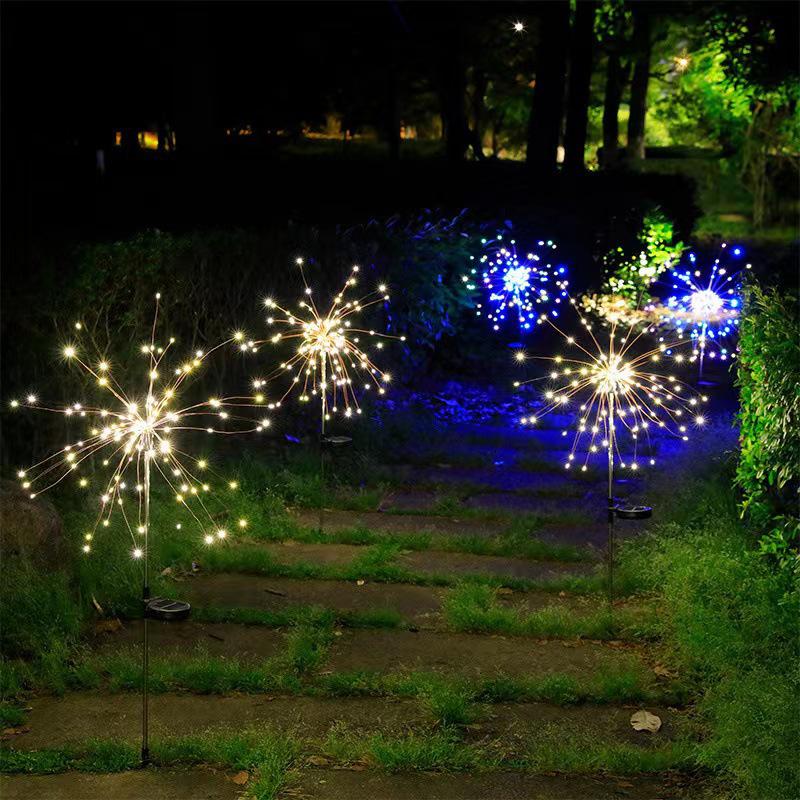 Solar LED Waterproof Dandelion Fairy Lights with Copper Wire and Ground Plug