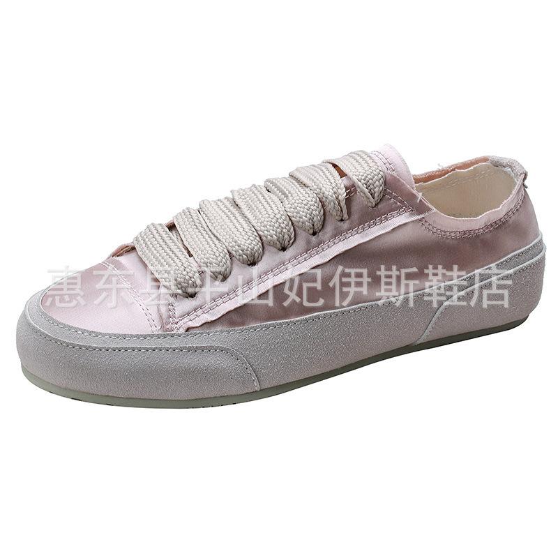 2024 2024 New Women's Commuter Shoes Satin Shoes Spanish Ribbon Flat Shoes Casual Comfortable Soft Bottom White Shoes Female Slippers