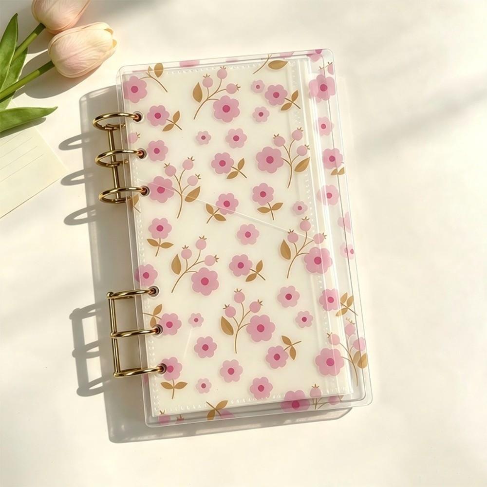 Floral Print Loose Leaf Notebook Transparent Handmade Scrapbook  School Office Supplies