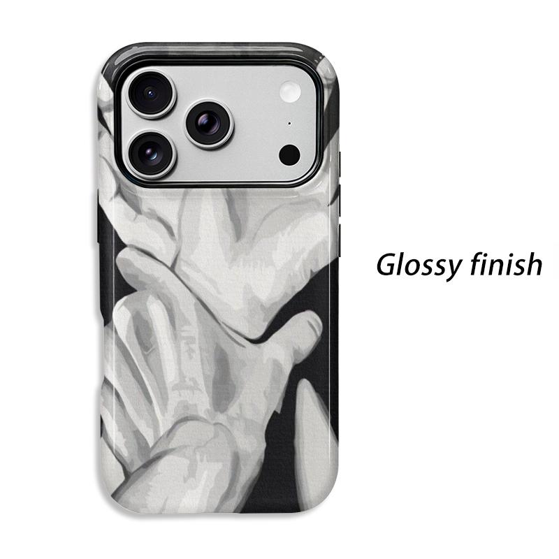 Minimalist Mono Grey Scale Holding Hands Graphic Art Film Aesthetic Protective Shockproof Bumper Case Cover For iPhone 14 15 16 Pro Max Plus