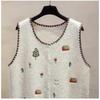2026 Autumn New Women Sweater Knitting Fashion Tops Cardigan Lady Sleeveless Embroidery Floral Vest Tank Shirt Loose Casual