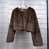 Korean Style Faux Fur Short Women's Coat - Solid Color
