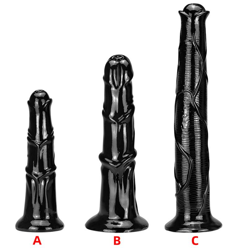Female 3-piece Set Large Simulation Penis Masturbation Device Butt Plug Thick Long Cock