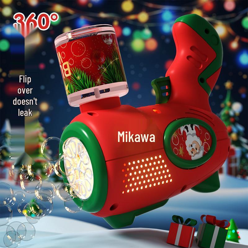 Christmas 10-Hole Automatic Bubble Gun Toy - Electric Gatling Bubble Machine for Kids
