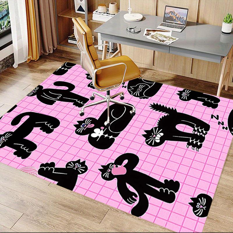1PC cat pattern Non-Slip Floor Carpet Compatible for Office&Living Room&Dining room - Flat-Weave Machine- Soft & Pattern-E306