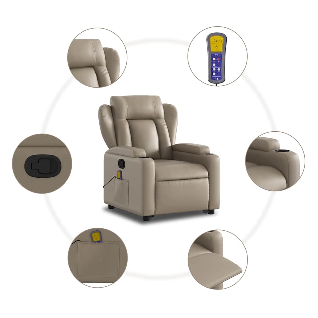 Recliner with Lift Function Cappuccino Faux Leather