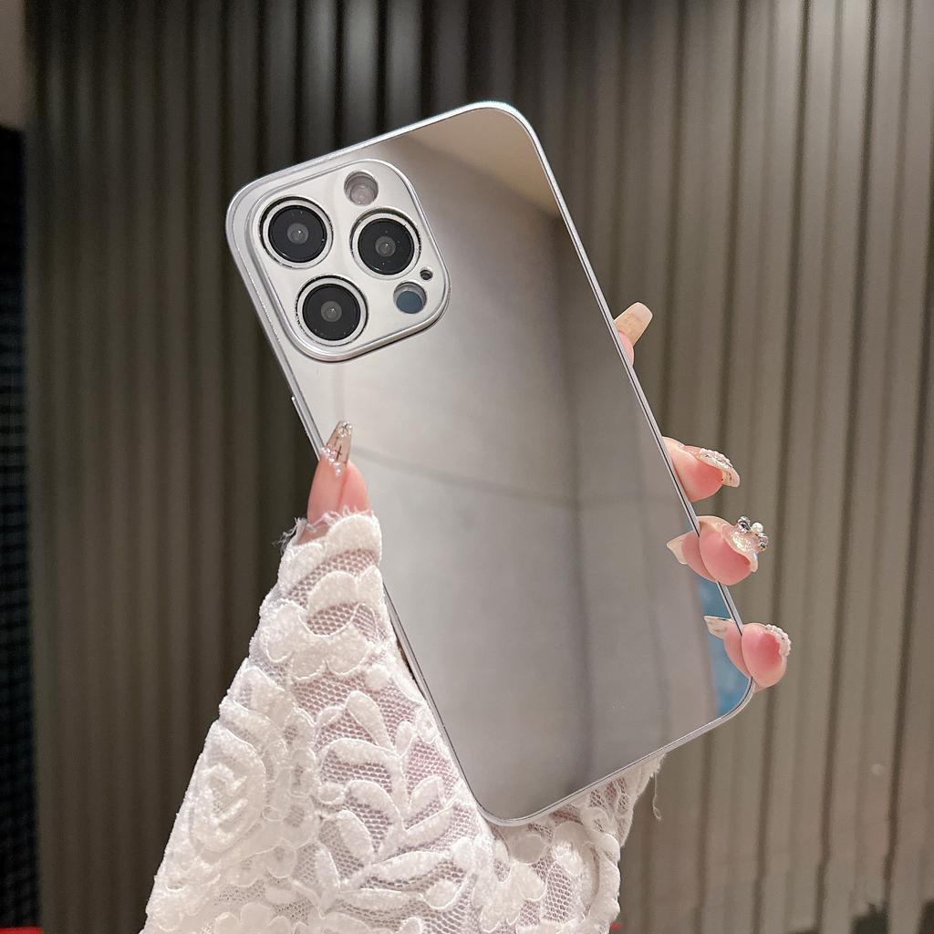 Mirror Surface for IPhone 16 Mobile Phone Case 15pro High-end Electroplating Fine Holes for IPhone13 Two-in-one Protective Case