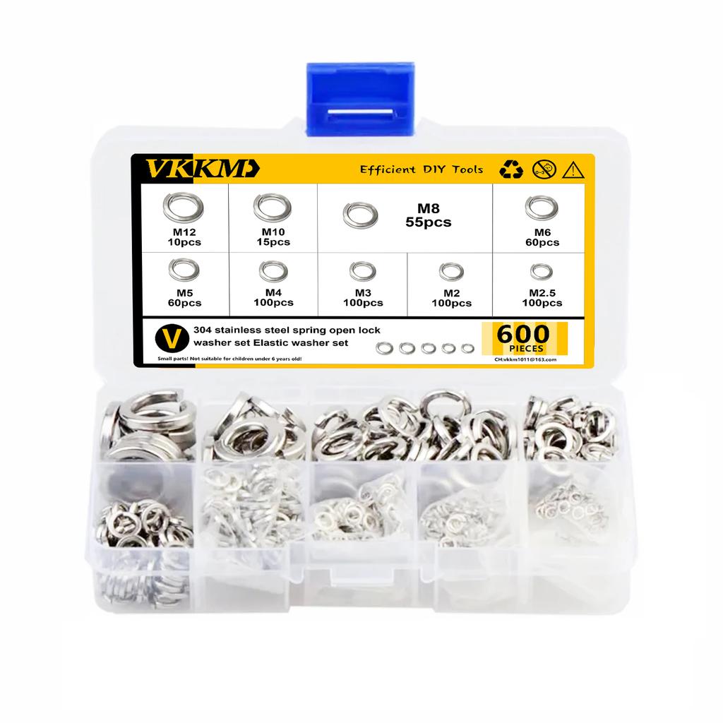 600 Stainless Steel Spring Lock Washer Kits, (M2.5-M12) 9 Sizes of Washer Combinations