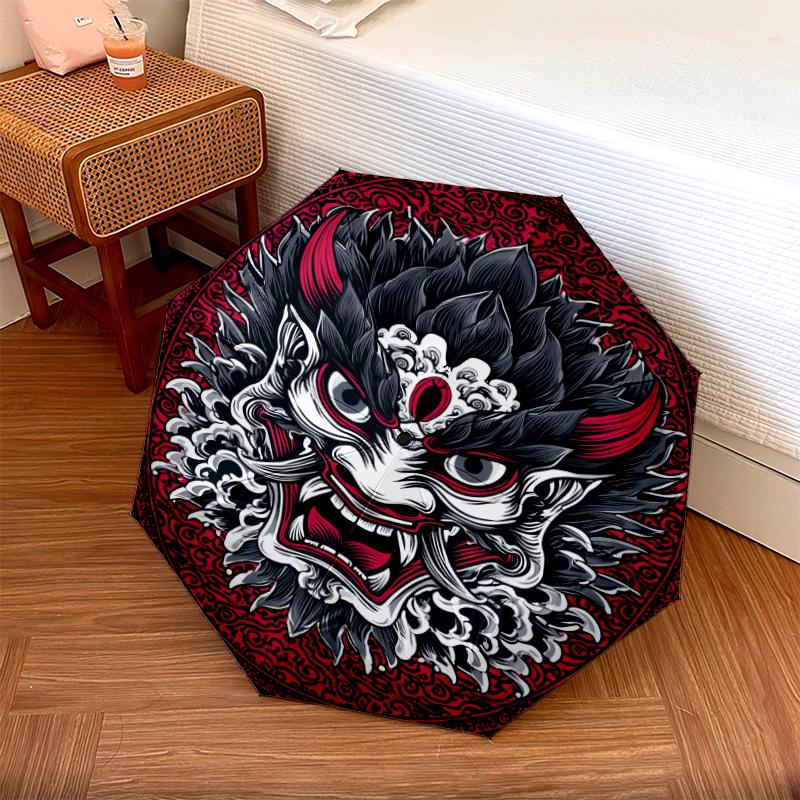 Demon Pattern, Automatic Folding Umbrella, Portable and Foldable Design, 8 Ribs, a Christmas or Birthday Gift.