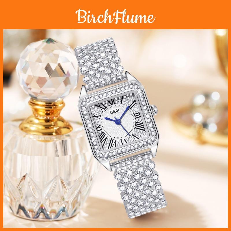 Classic Square Ladies Quartz Watch With Diamonds Waterproof For Fashion Enthusiasts