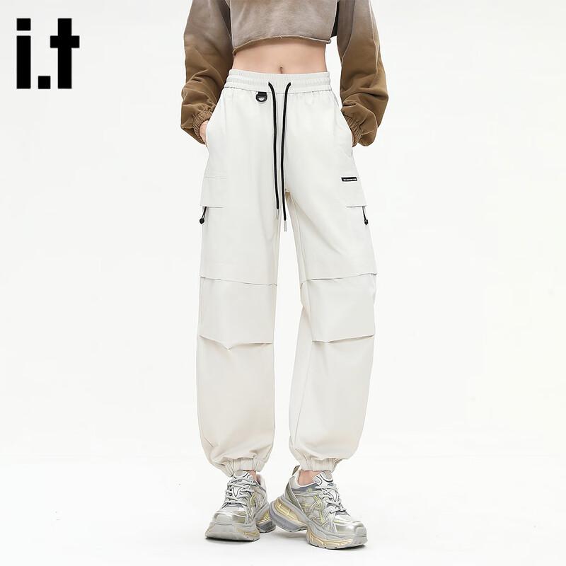 izzue Women's High-Waist Straight-Leg Drawstring Cargo Pants