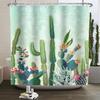 Tropical Cactus Print Shower Curtain Boho Plant Pattern Waterproof Fabric Shower Curtains Modern Bathroom Decor With Hooks