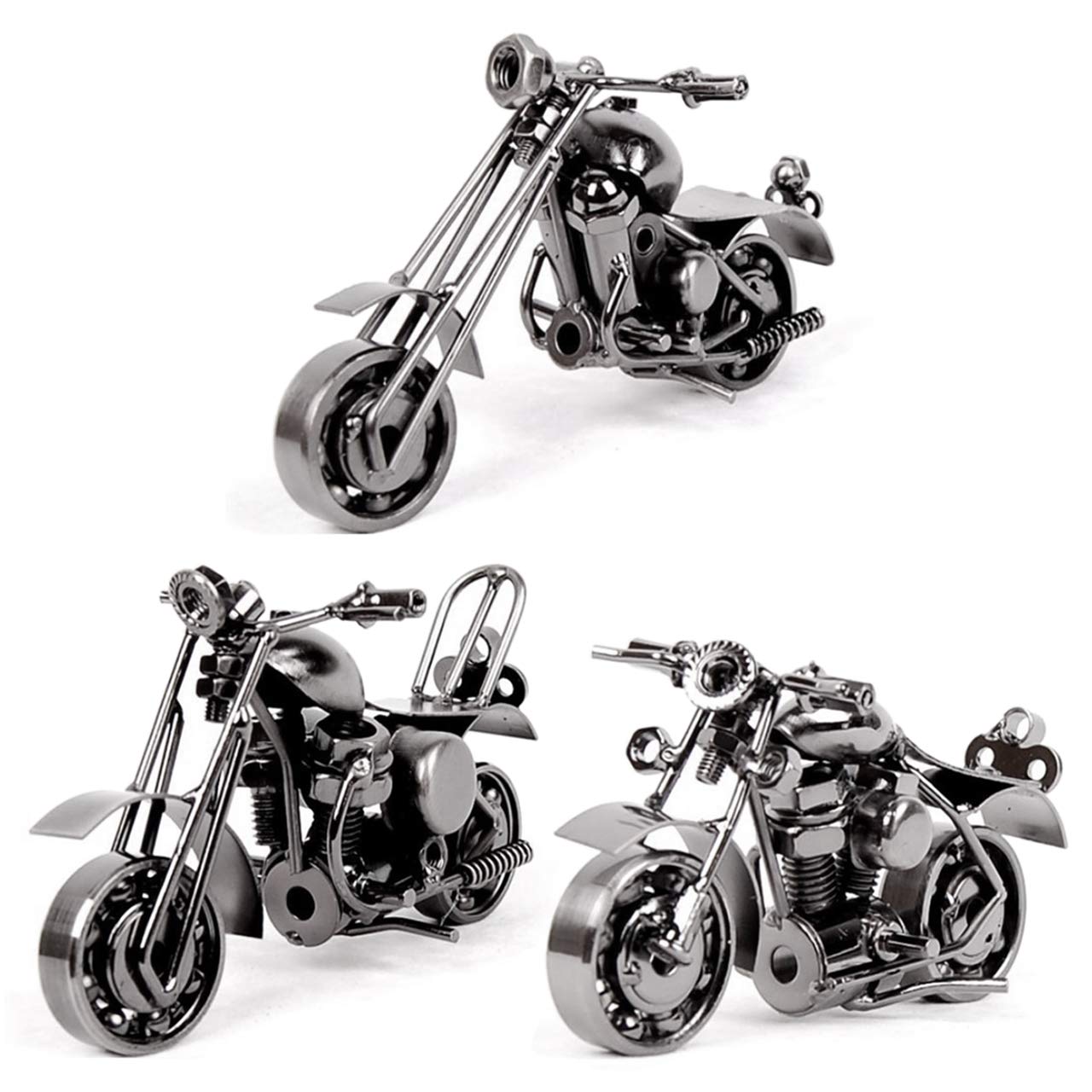 HAMILO Motorcycle Interior Decor Miniature Set of 3 Antique-Style Figurines, (Black) чёрный