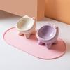 Cute Macaron Color Ceramic Cat Bowl Bow-Tie High-Leg Anti-Slip Large-Diameter Pet Food and Water Bowl Pet Supplies Cat Products