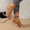 Ein-Wort mit Kristall-Sandalen, Strass-Blockabsätzen, 2025 neu weiblich Sommer transparent Feenwind Gürtel Bohrer, tragen High Heels