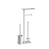 Floor-to-ceiling Toilet Brush Holder with Toilet Paper Holder Multifunctional Standing Tissue Holder