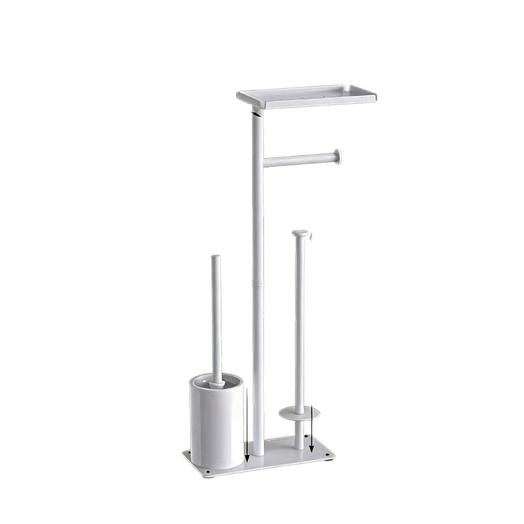 Floor-to-ceiling Toilet Brush Holder with Toilet Paper Holder Multifunctional Standing Tissue Holder