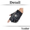 Fingerless Skull Punk NT234 [White Fang] Half-Finger Gloves, Design, Rock, Men's & Women's (Black)