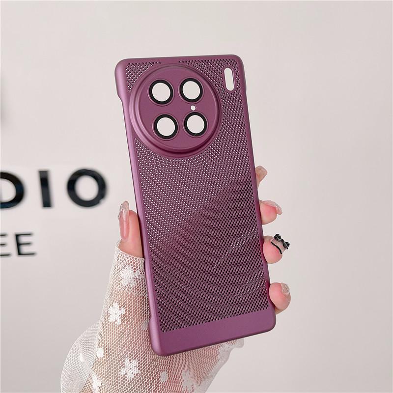 Frameless Heat Dissipation Case With Lens Film For Vivo X90 X90s X80 Pro Plus Breathable Cooling Grid Hard PC Cover Back Shell Protector