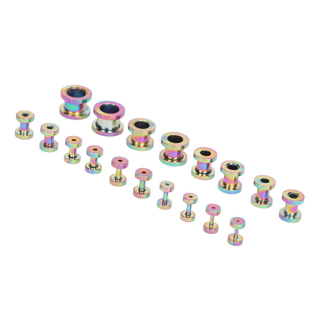 18pcs Stainless Steel Ear Tunnels 14G To 00G Stretching Kit Double Flared Piercing Jewelry Ear Gauges Plugs