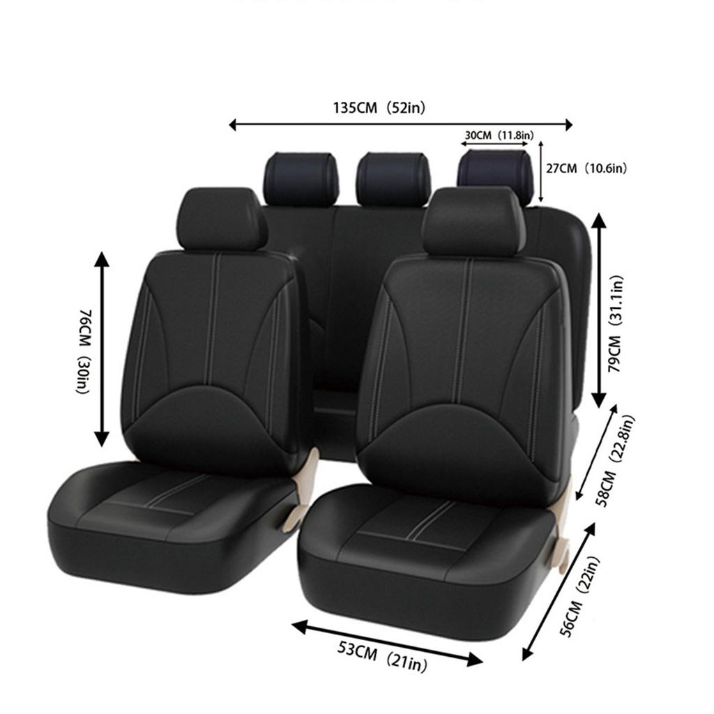 New Full Set Black Car Seat Cushion Covers Automotive Seat Protector Covers Universal Car Seat Covers Interior Accessories