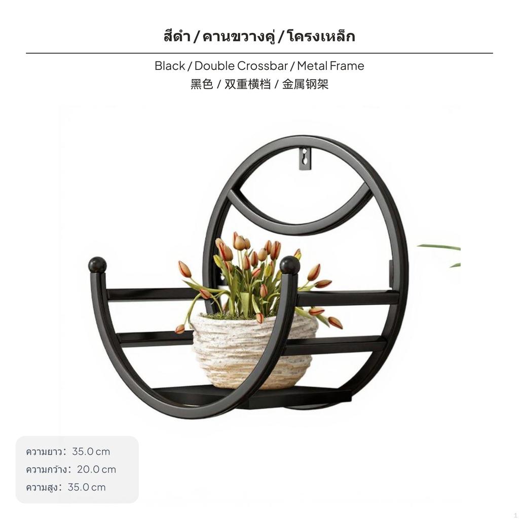 Iron Wall Mounted Planter Rack, NoDrill Hanging Flower Shelf, Art Display for Living Room Balcony,