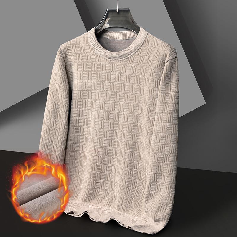 Свитер из жаккарда и флиса в клетку синели, зимний свитер с круглым вырезом, повседневная универсальная трикотажная основа M