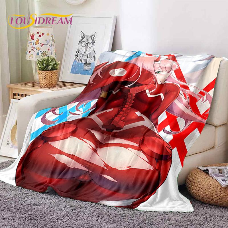 Zero Two Sexy Girl DARLING in The FRANXX Cartoon Flannel Blanket for Bed Bedroom Sofa Picnic,Throw Blanket for Outdoors Leisure