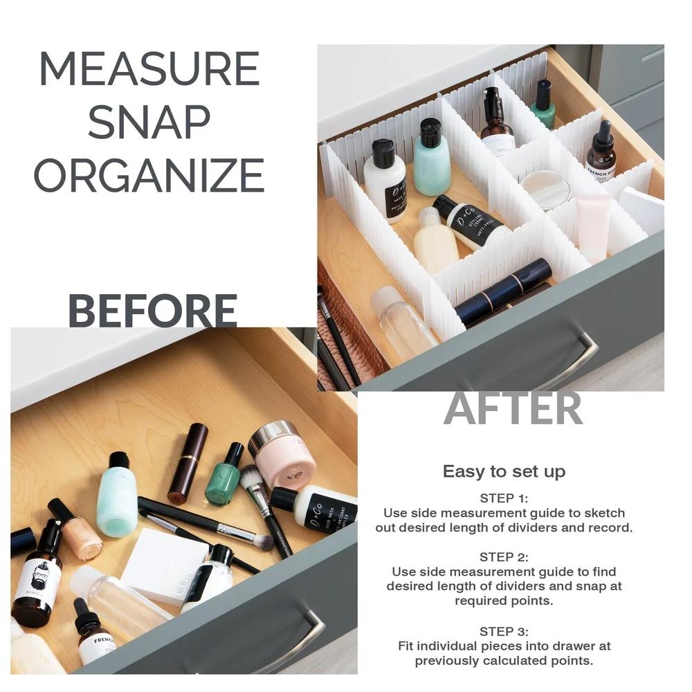 Customizable Drawer Organizer Set 3 Interlocking Dividers Easy Storage Tidy Modular Design Ideal Bedroom Kitchen Office