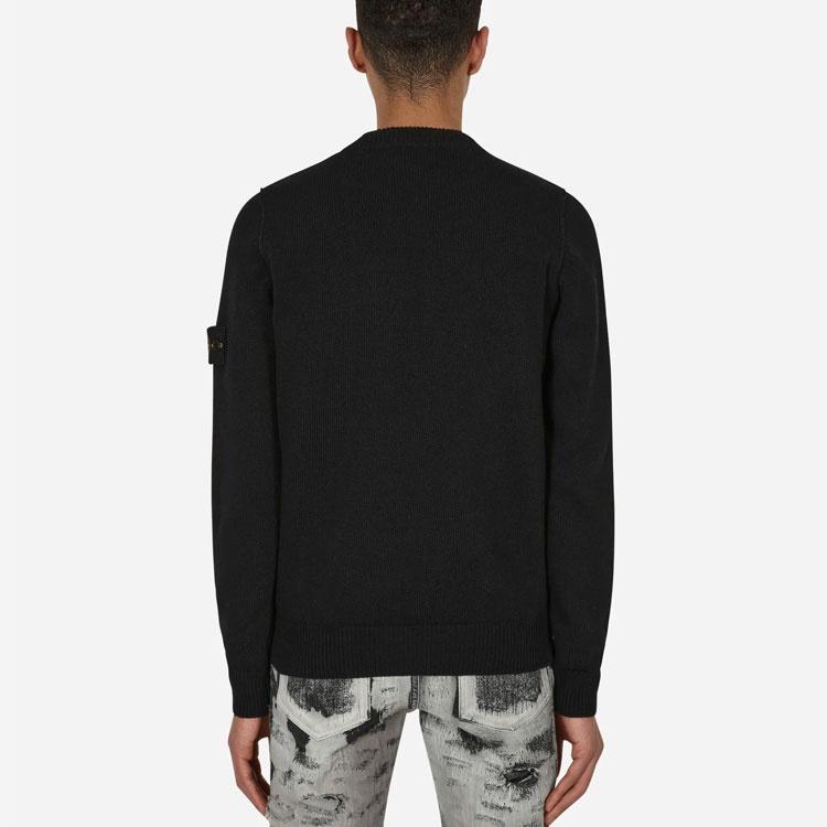 STONE ISLAND Lambswool Crew Neck Knit 'Black' Men's 7715508A3-V0029