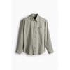 H M Regular Fit Linen Blend sHirt kHaki Green