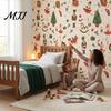 Holiday Party Backdrop Decorations Christmas Nutcracker Self-Adhesive Wall Stickers, Thick PVC Wallpaper with Ballerina, Xmas Tree & Fairy Tale